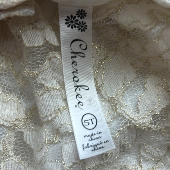 Cherokee Girls 5T Cream Lace Layers Dress with Faux Black Front Bow. So cute. - Picture 4 of 11
